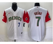 Men's Mexico Baseball #7 Julio Urias Number 2023 White Red World Classic Stitched Jersey49