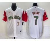 Men's Mexico Baseball #7 Julio Urias Number 2023 White Red World Classic Stitched Jersey50