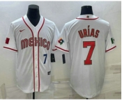 Men's Mexico Baseball #7 Julio Urias Number 2023 White World Baseball Classic Stitched Jersey1