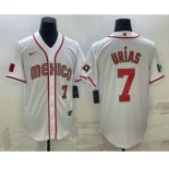 Men's Mexico Baseball #7 Julio Urias Number 2023 White World Baseball Classic Stitched Jersey2