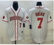 Men's Mexico Baseball #7 Julio Urias Number 2023 White World Baseball Classic Stitched Jersey2