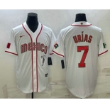 Men's Mexico Baseball #7 Julio Urias Number 2023 White World Baseball Classic Stitched Jersey