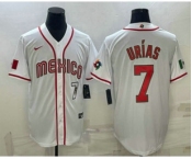 Men's Mexico Baseball #7 Julio Urias Number 2023 White World Baseball Classic Stitched Jersey