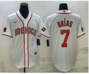 Men's Mexico Baseball #7 Julio Urias Number 2023 White World Baseball Classic Stitched Jerseys