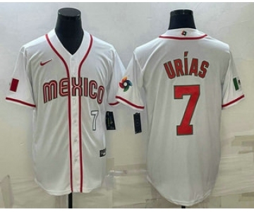 Men's Mexico Baseball #7 Julio Urias Number 2023 White World Baseball Classic Stitched Jerseys