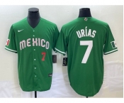 Men's Mexico Baseball #7 Julio Urias Number Green 2023 World Baseball Classic Stitched Jersey 1