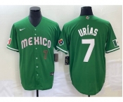 Men's Mexico Baseball #7 Julio Urias Number Green 2023 World Baseball Classic Stitched Jersey 2