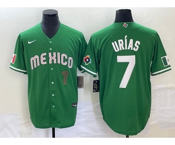 Men's Mexico Baseball #7 Julio Urias Number Green 2023 World Baseball Classic Stitched Jersey 2