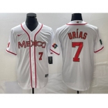 Men's Mexico Baseball #7 Julio Urias Number NEW 2023 White World Classic Stitched Jersey