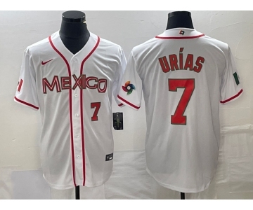 Men's Mexico Baseball #7 Julio Urias Number NEW 2023 White World Classic Stitched Jersey