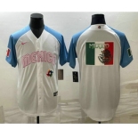 Men's Mexico Baseball Big Logo 2023 White Blue World Classic Stitched Jersey1