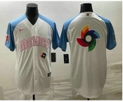 Men's Mexico Baseball Big Logo 2023 White Blue World Classic Stitched Jersey