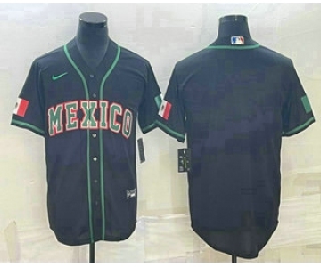 Men's Mexico Baseball Blank 2023 Black World Baseball Classic Stitched Jerseys