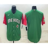 Men's Mexico Baseball Blank 2023 Green World With Patch Classic Stitched Jersey