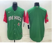 Men's Mexico Baseball Blank 2023 Green World With Patch Classic Stitched Jersey