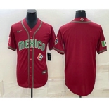 Men's Mexico Baseball Blank 2023 Red World Baseball With Patch Classic Stitched Jersey