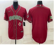 Men's Mexico Baseball Blank 2023 Red World Baseball With Patch Classic Stitched Jersey