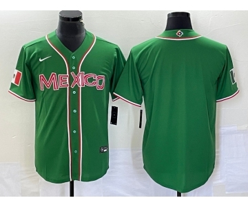 Men's Mexico Baseball Blank Green 2023 World Baseball Classic Stitched Jersey