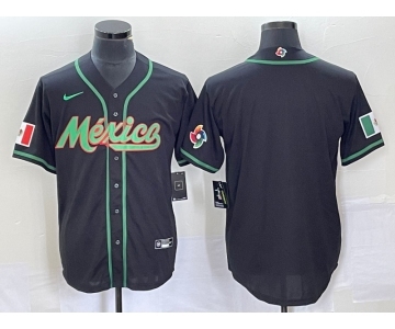 Men's Mexico Baseball Blank NEW 2023 Black World Classic Stitched Jersey