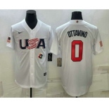 Men's USA Baseball #0 Adam Ottavino 2023 White World Baseball Classic Stitched Jersey