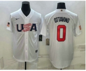 Men's USA Baseball #0 Adam Ottavino 2023 White World Baseball Classic Stitched Jerseys