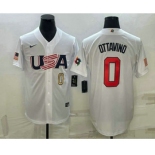 Men's USA Baseball #0 Adam Ottavino Number 2023 White World Baseball Classic Stitched Jerseys