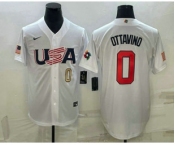 Men's USA Baseball #0 Adam Ottavino Number 2023 White World Baseball Classic Stitched Jerseys