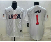 Men's USA Baseball #1 Jeff McNeil 2023 White World Classic Stitched Jersey