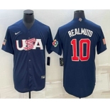 Men's USA Baseball #10 JT Realmuto 2023 Navy World Baseball Classic Stitched Jersey