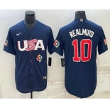 Men's USA Baseball #10 JT Realmuto 2023 Navy World Baseball Classic Stitched Jerseys