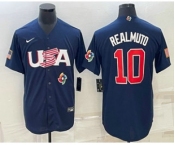 Men's USA Baseball #10 JT Realmuto 2023 Navy World Baseball Classic Stitched Jerseys