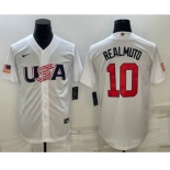 Men's USA Baseball #10 JT Realmuto 2023 White World Baseball Classic Stitched Jersey