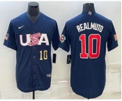 Men's USA Baseball #10 JT Realmuto Number 2023 Navy World Baseball Classic Stitched Jerseys