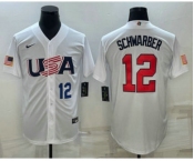 Men's USA Baseball #12 Kyle Schwarber Number 2023 White World Baseball Classic Stitched Jersey