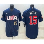 Men's USA Baseball #15 Bobby Witt Jr Number 2023 Navy World Baseball Classic Stitched Jersey