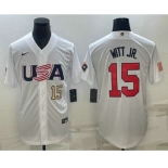 Mens USA Baseball #15 Bobby Witt Jr Number 2023 White World Baseball Classic Replica Stitched Jersey