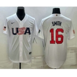 Men's USA Baseball #16 Will Smith 2023 White World Baseball Classic Stitched Jersey