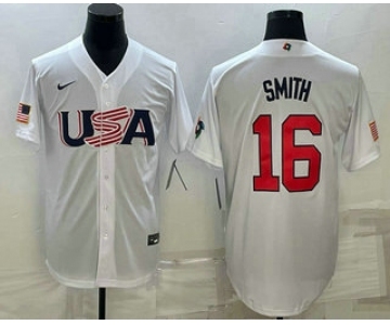 Men's USA Baseball #16 Will Smith 2023 White World Baseball Classic Stitched Jersey