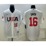 Mens USA Baseball #16 Will Smith Number 2023 White World Baseball Classic Stitched Jersey