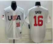 Men's USA Baseball #16 Will Smith Number 2023 White World Baseball Classic Stitched Jersey