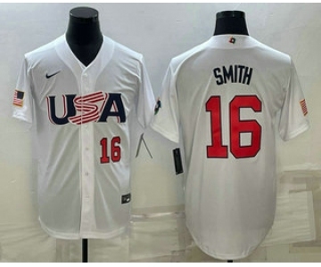 Men's USA Baseball #16 Will Smith Number 2023 White World Baseball Classic Stitched Jersey