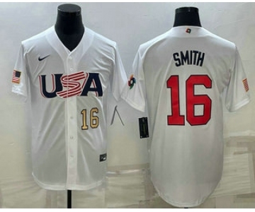 Men's USA Baseball #16 Will Smith Number 2023 White World Baseball Classic Stitched Jerseys