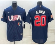 Men's USA Baseball #20 Pete Alonso 2023 Navy World Baseball Classic Stitched Jerseys