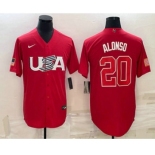 Men's USA Baseball #20 Pete Alonso 2023 Red World Classic Stitched Jersey