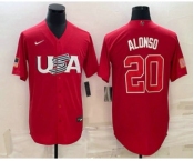 Men's USA Baseball #20 Pete Alonso 2023 Red World Classic Stitched Jersey