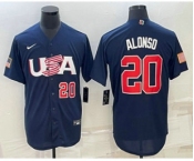 Men's USA Baseball #20 Pete Alonso Number 2023 Navy World Baseball Classic Stitched Jersey