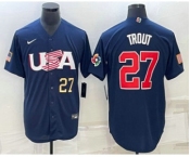 Men's USA Baseball #27 Mike Trout Number 2023 Navy World Baseball Classic Stitched Jersey