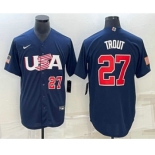 Men's USA Baseball #27 Mike Trout Number 2023 Navy World Baseball Classic Stitched Jerseys