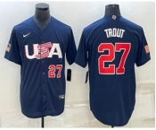 Men's USA Baseball #27 Mike Trout Number 2023 Navy World Baseball Classic Stitched Jerseys