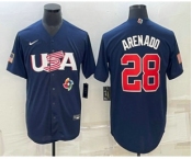 Men's USA Baseball #28 Nolan Arenado 2023 Navy World Baseball Classic Stitched Jerseys